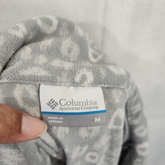 Columbia Fleece 1/4 Zip Jacket Women Size M Grey Leopard Animal Print FLAWS - Picture 5 of 10
